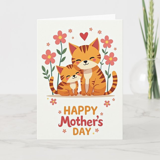 Cute Mothers Day Orange Card (Front)