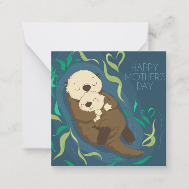 Cute Mother's Day Otters Note Card (Front)