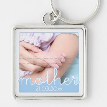 Cute Mothers Day Photo Blue White Mother Cutouts Keychain by red_dress at Zazzle