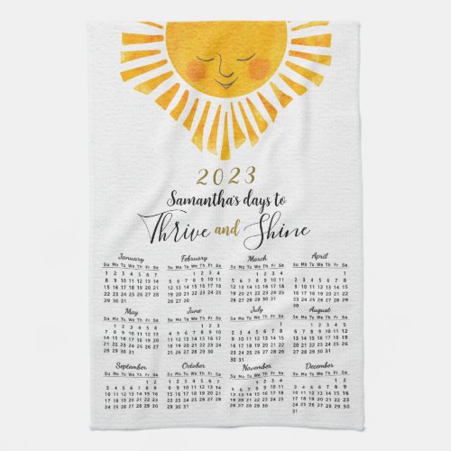 Cute Motivational 2023 Calendar Kitchen Towel