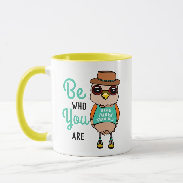 Cute Motivational Bird "Be who you are" Mug (Left)
