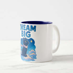 Cute Motivational Cat Art Two-Tone Coffee Mug