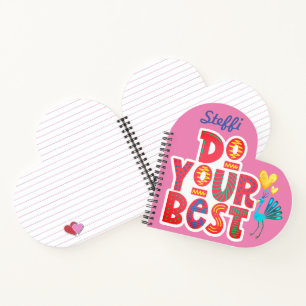 Cute Motivational Customized Heart shape spiral  Notebook
