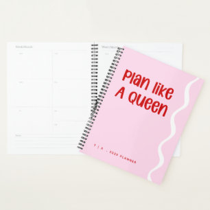 Cute Motivational Pink and Red Monogram Year Planner
