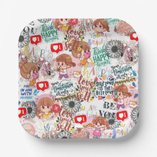 Cute Motivational – Positive Quote Kawaii Paper Plates