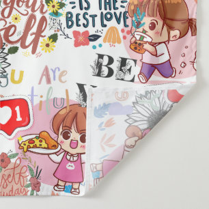 Cute Motivational – Positive Quote Kawaii  Tapestry