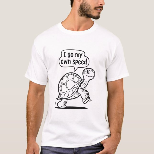Cute Motivational Turtle Cartoon T-Shirt (Front)