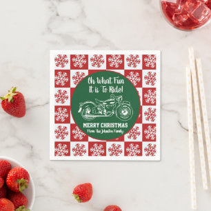 Cute Motorcycle Christmas Quote Snowflakes Party Napkins