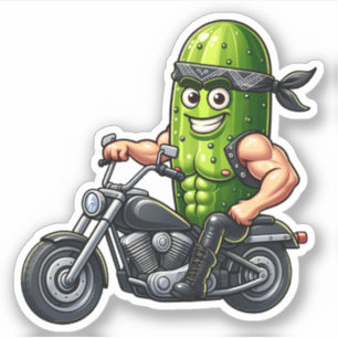 Cute Motorcycle Pickle Custom-Cut Vinyl Stickers