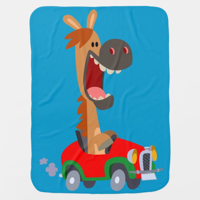 Cute Motorized Cartoon Horse Baby Blanket (Front)