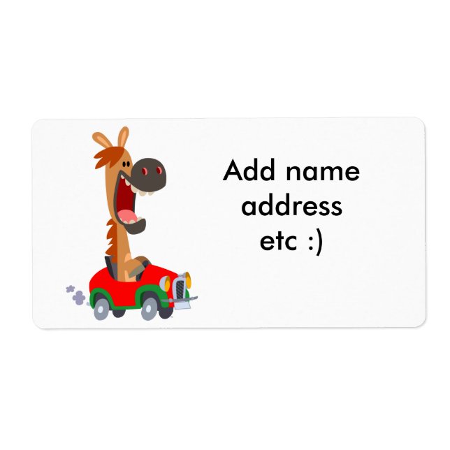 Cute Motorized Cartoon Horse Shipping Label (Front)