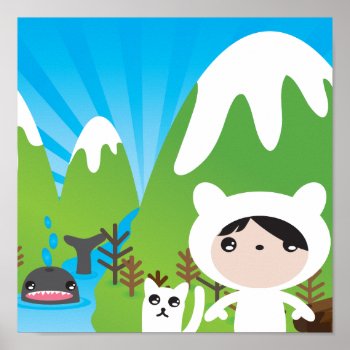 Cute Mountain Illustration Poster For Kids Bedroom by designalicious at Zazzle