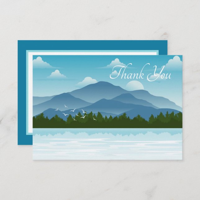 cute Mountain lake scene add sentiment Thank You Card (Front/Back)