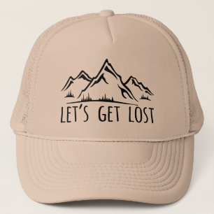 Cute Mountains let's get lost words hat