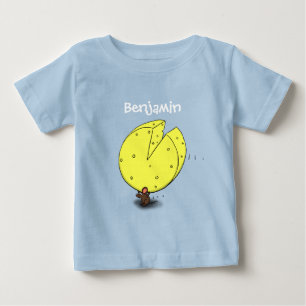 Cute mouse and cheese cartoon illustration baby T-Shirt