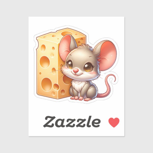 Cute Mouse and Cheese Cartoon Sticker (Sheet)