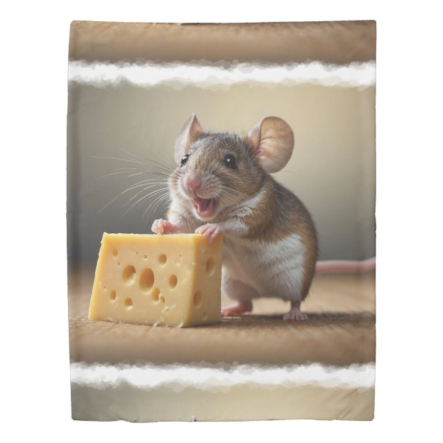 Cute Mouse and Cheese Duvet Cover (Front)
