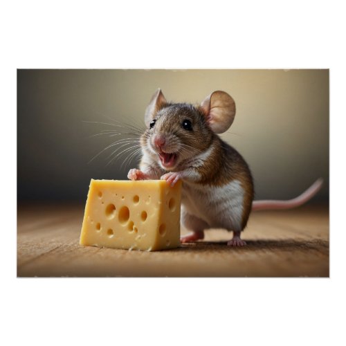 Cute Mouse and Cheese Poster