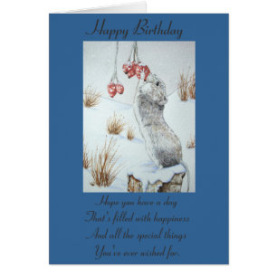 Cute mouse and red berries snow scene wildlife art