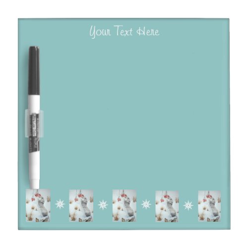 Cute mouse and red berries snow scene wildlife art dry erase board