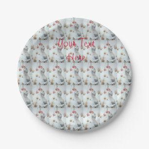 Cute mouse and red berries snow scene wildlife art paper plates