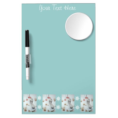 Cute mouse and red berries snow scene wildlife dry erase board with mirror