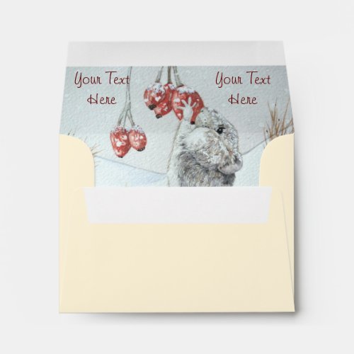 Cute mouse and red berries snow scene wildlife envelope