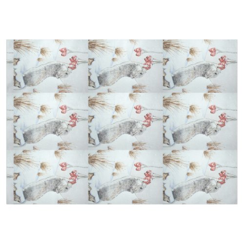 Cute mouse and red berries snow scene wildlife tablecloth