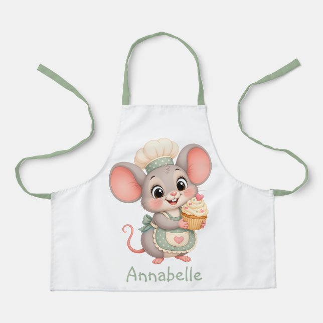 Cute Mouse Baker Personalize Apron (Front)
