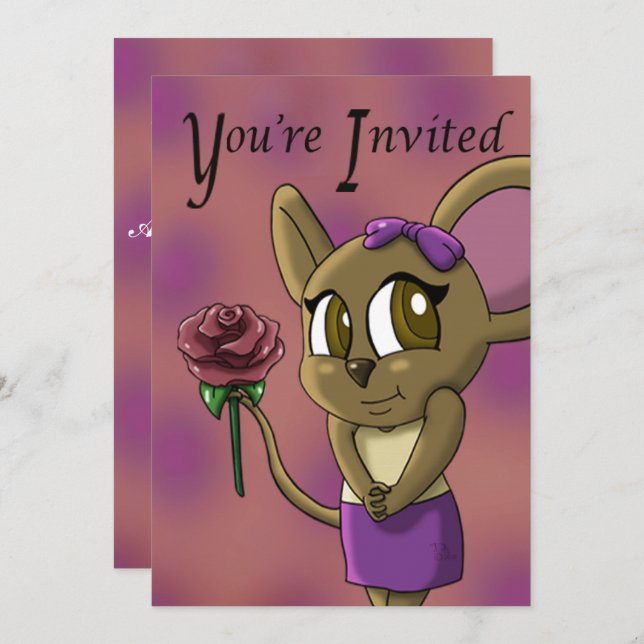Cute Mouse Birthday Party Invitation (Front/Back)