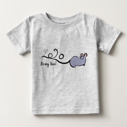 Cute Mouse Cartoon Lunar Rat New Year 2020 Baby 2 Baby T_Shirt