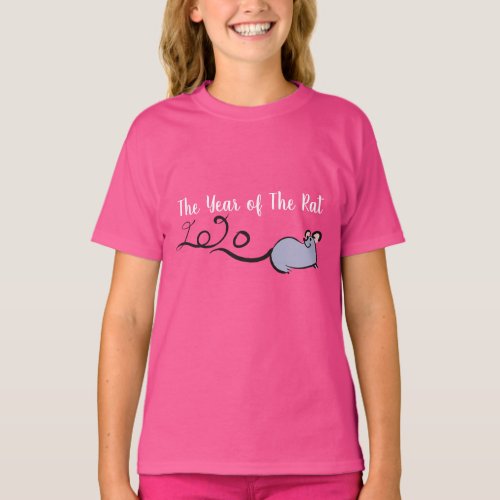 Cute Mouse Cartoon Lunar Rat New Year 2020 Girl T T_Shirt