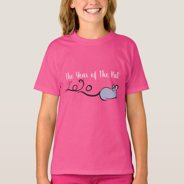 Cute Mouse Cartoon Lunar Rat New Year 2020 Girl T T-Shirt (Front)