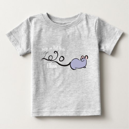 Cute Mouse Cartoon Rat New Year 2020 Name Baby Baby T_Shirt