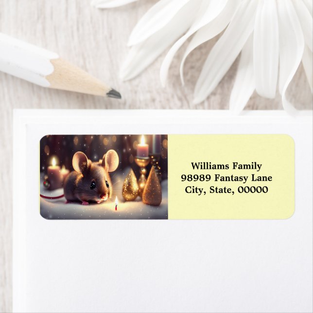 Cute mouse celebrates Christmas  - custom Label (Insitu)