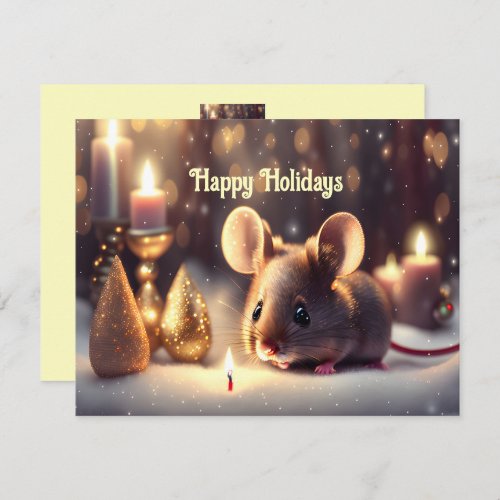Cute mouse celebrates Christmas  _ Holiday Card