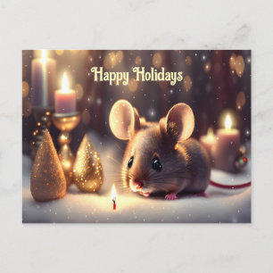 Cute mouse celebrates Christmas Postcard