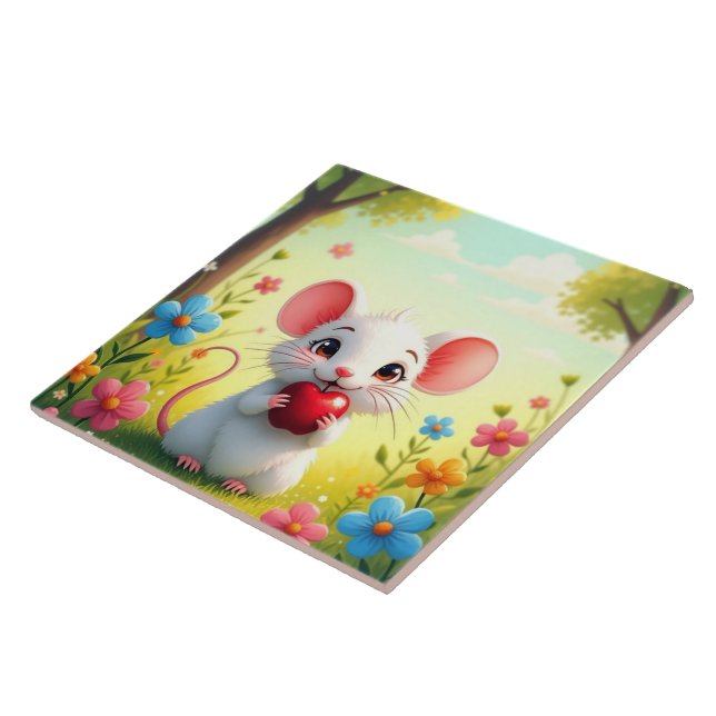 Cute Mouse Ceramic Tile (Side)