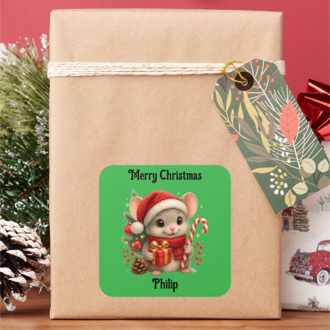 cute mouse Christmas holiday Sticker (Holiday)