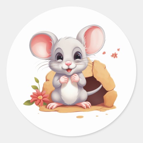 Cute mouse classic round sticker