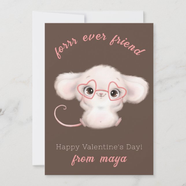 Cute mouse Classroom Valentine card (Front)
