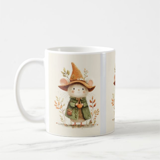 Cute Mouse Coffee Mug – Cozy Animal Art (Left)