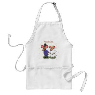 Cute mouse couple cartoon illustration adult apron