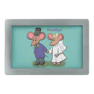 Cute mouse couple cartoon illustration belt buckle