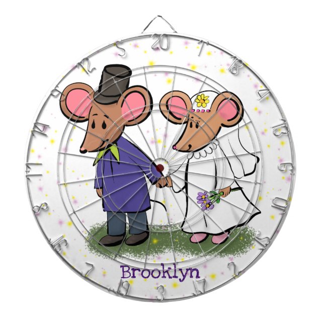 Cute mouse couple cartoon illustration dart board (Front)