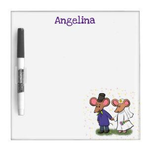 Cute mouse couple cartoon illustration dry erase board