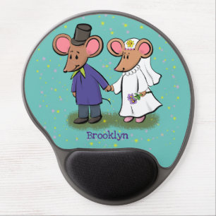 Cute mouse couple cartoon illustration gel mouse pad