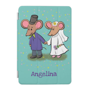 Cute mouse couple cartoon illustration iPad mini cover