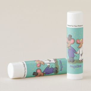 Cute mouse couple cartoon illustration lip balm