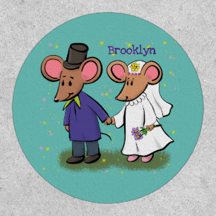 Cute mouse couple cartoon illustration patch